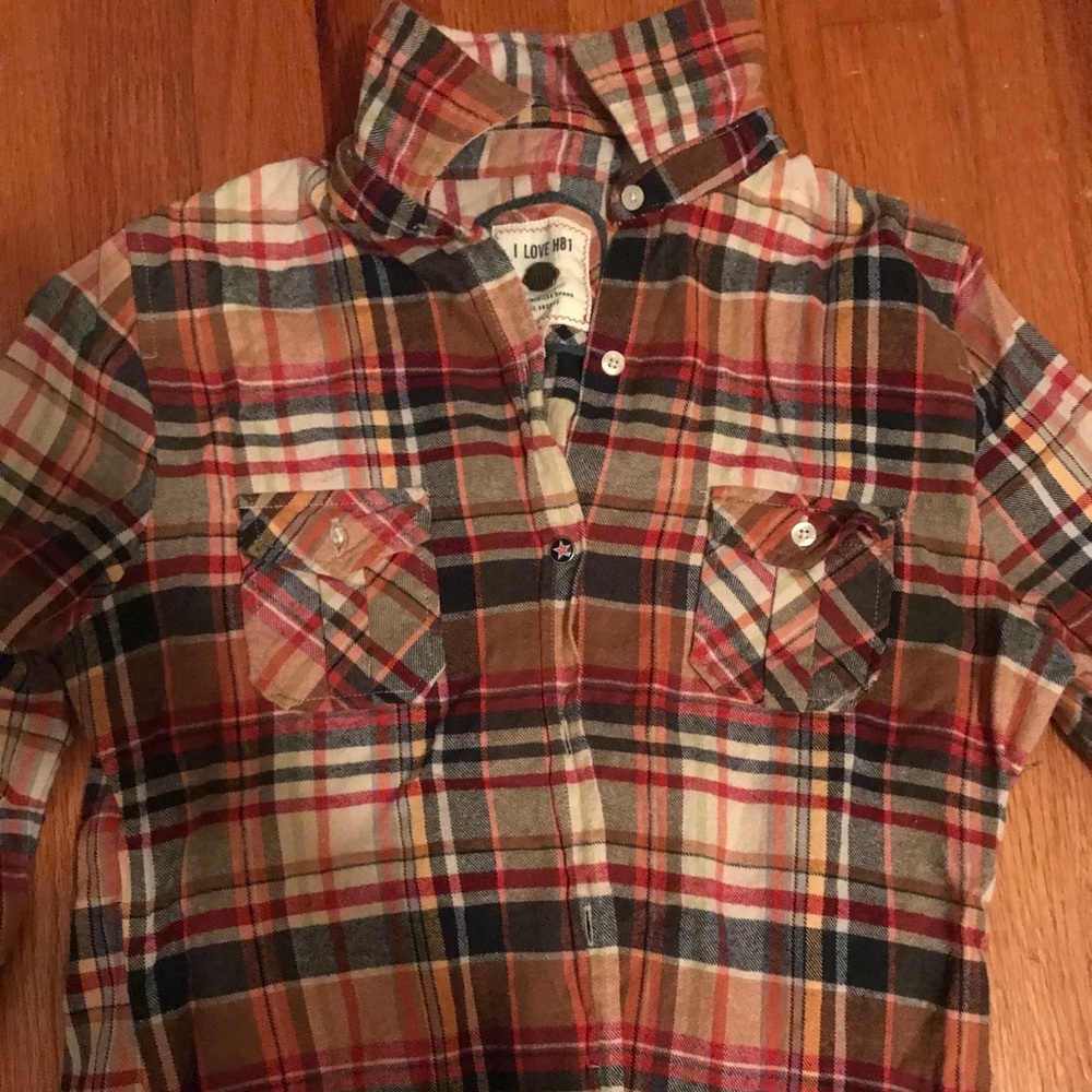 Plaid long sleeve button down